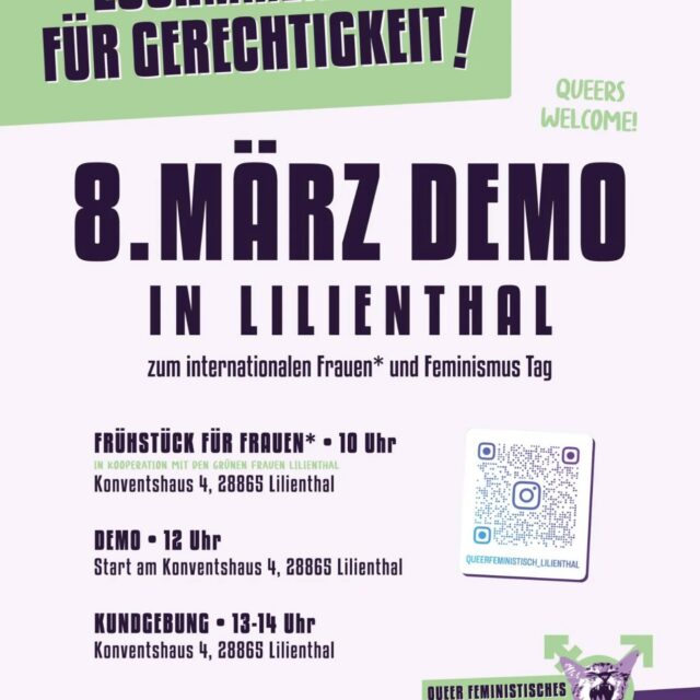Kommt zur Demo zum internationalen Frauentag nach Lilienthal